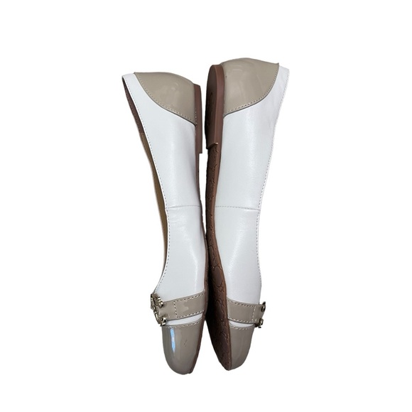 C. Wonder Tan Cream Leather Patent Ballet Flats Horse Bit Cap Toe Two-tone 7.5 - Picture 5 of 15